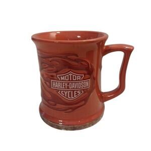 Harley-Davidson 15oz Coffee Cup Mug‎ Pink Raised Embossed Flames Motorcycle READ